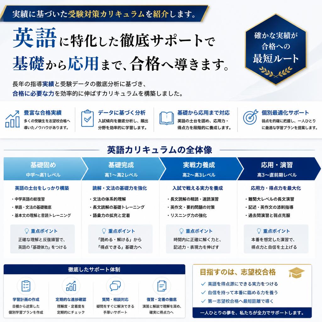 受験対策に特化したカリキュラム
