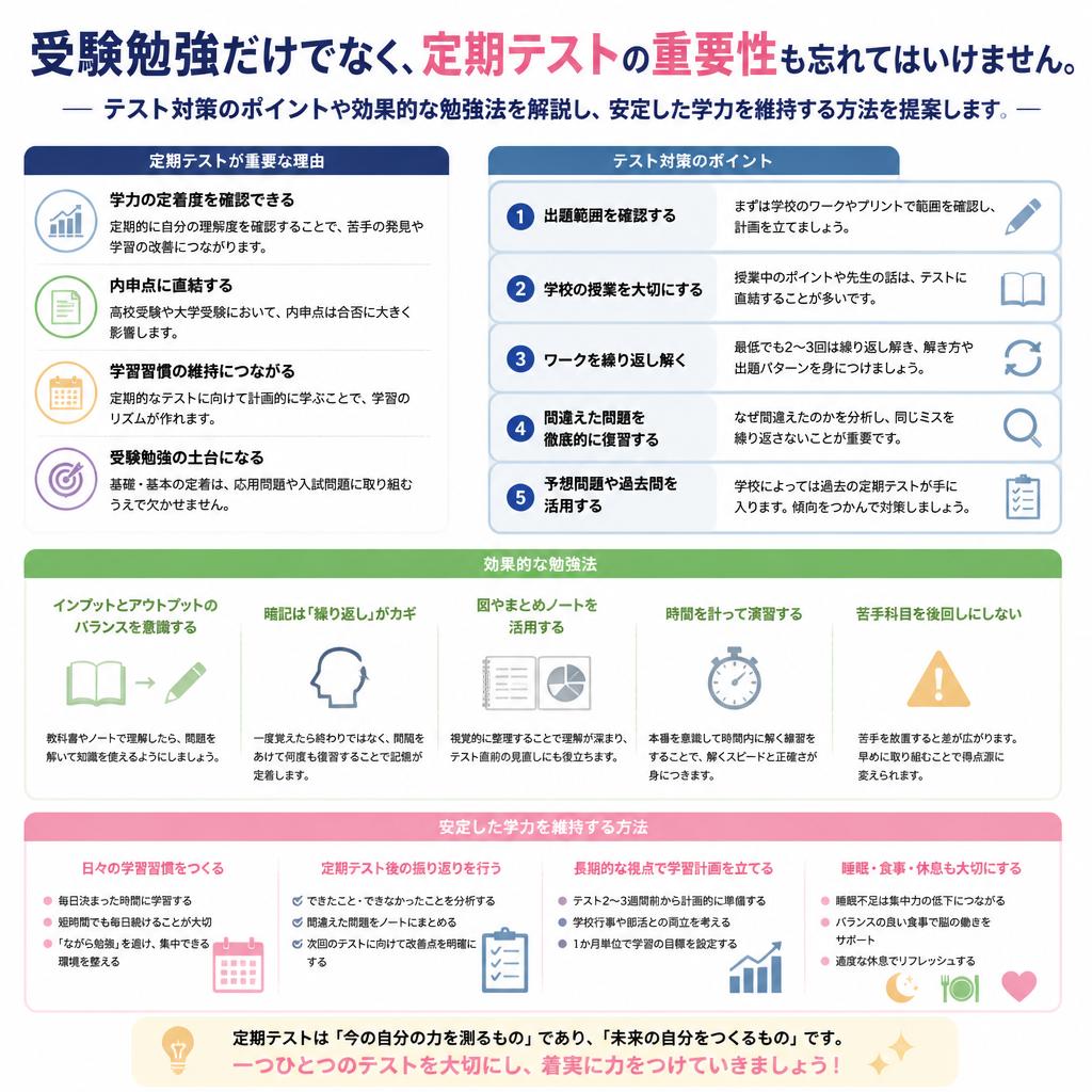 定期テスト対策：安定した成績を確保する