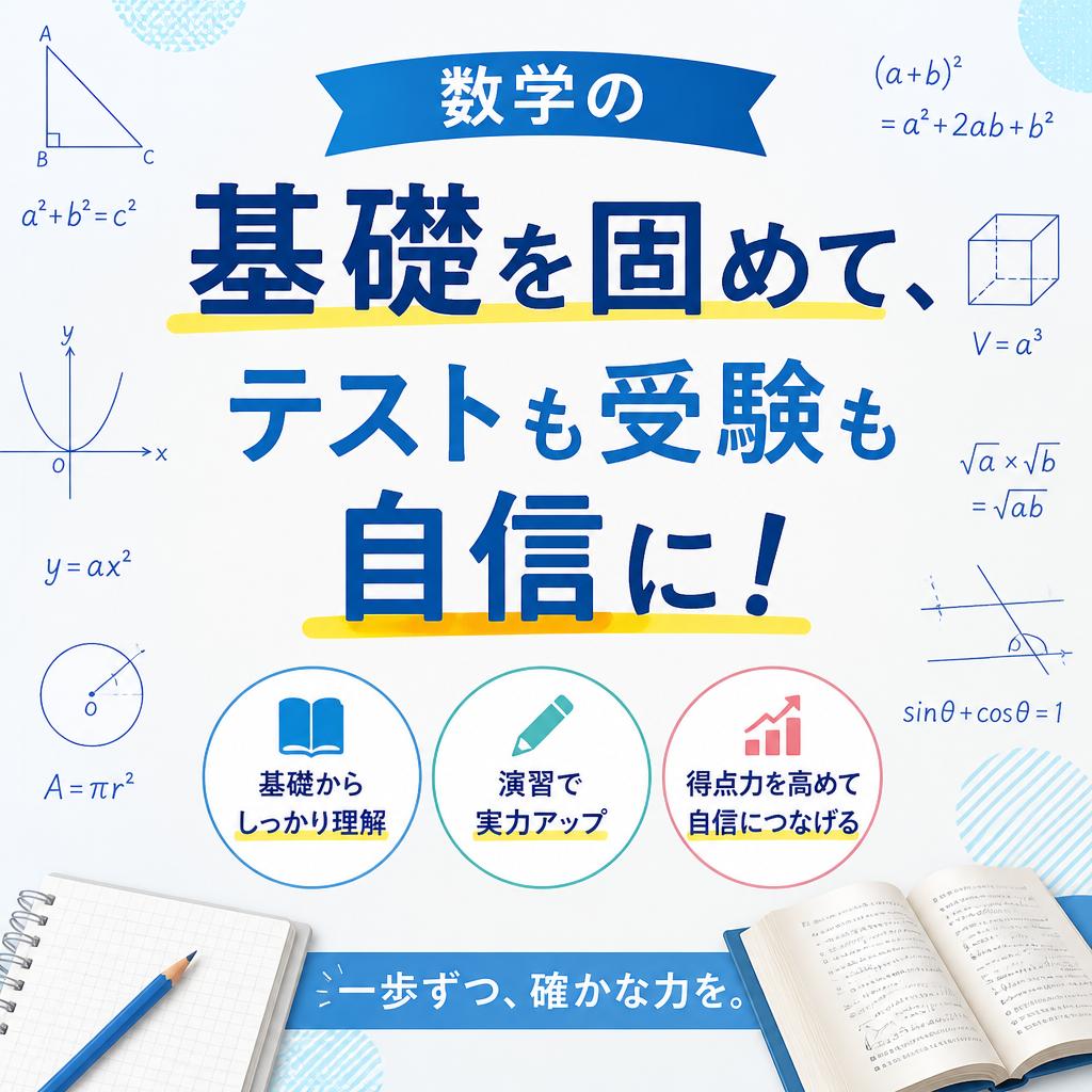 数学の基礎を固めて、テストも受験も自信に！