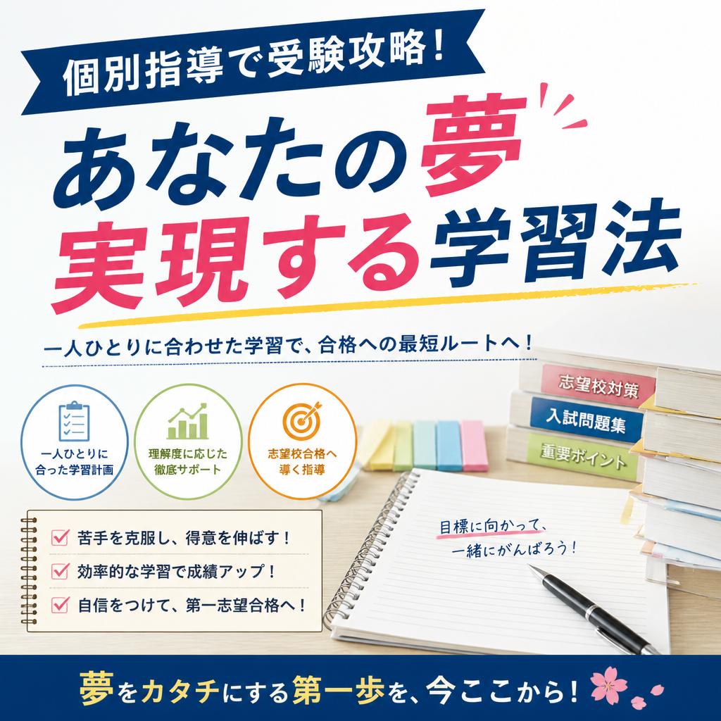 個別指導で受験攻略！あなたの夢を実現する学習法