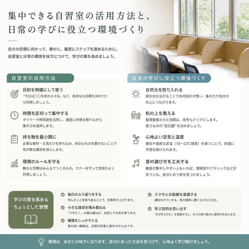5. 継続的な学びを支える自習室の活用法