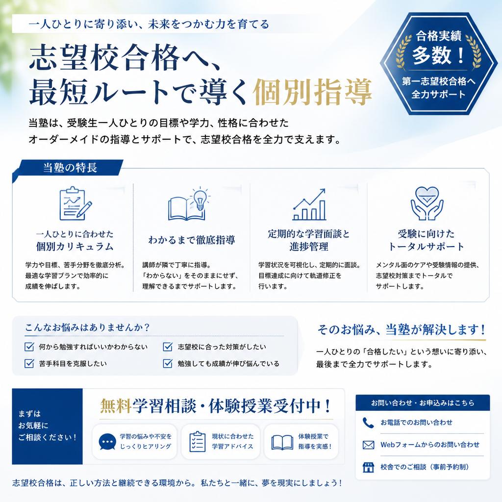 個別指導で志望校合格を目指そう！